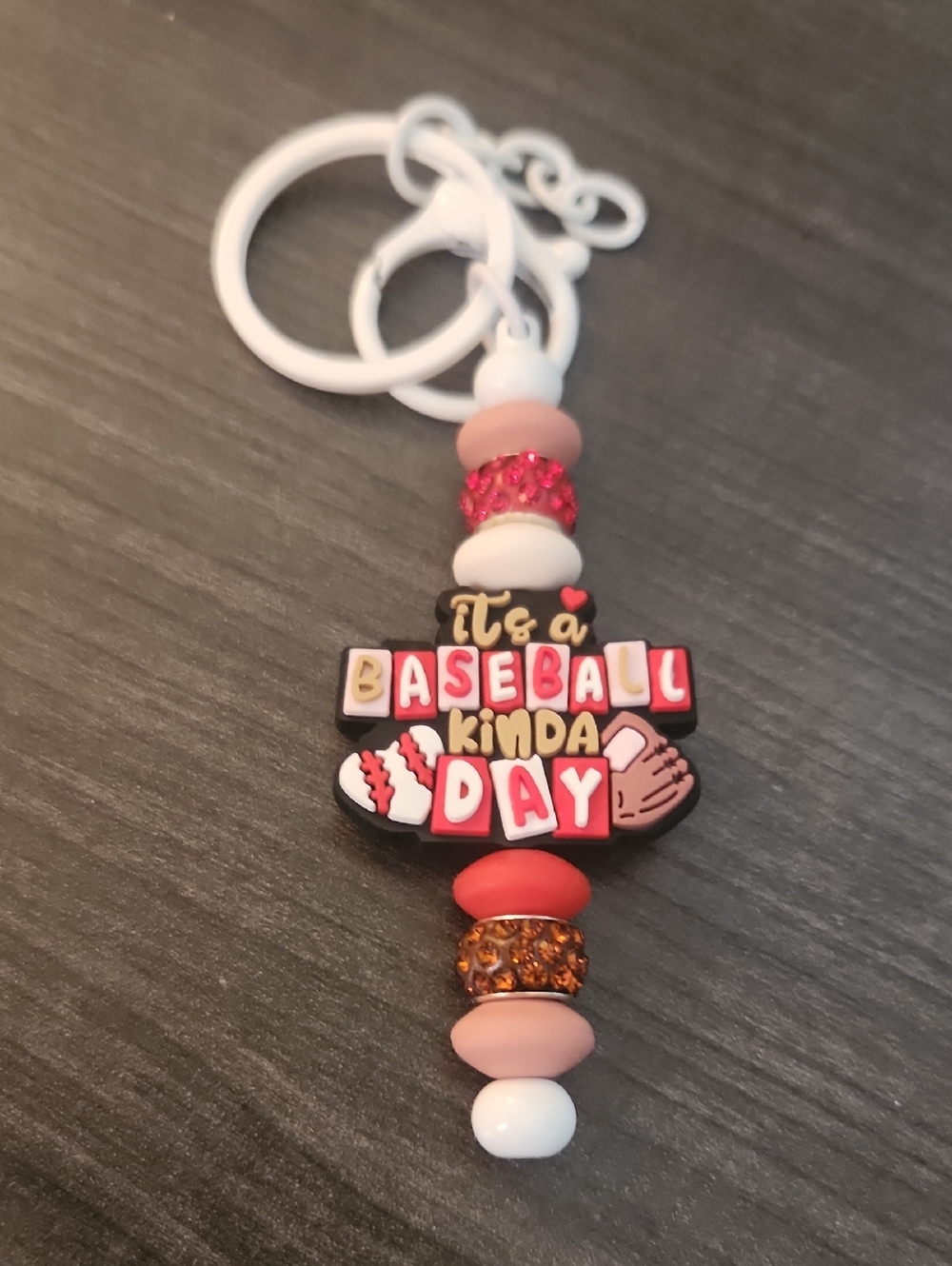 "It's a Baseball Kinda Day" Beaded Keychain
